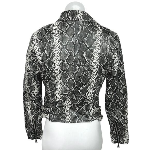 Vigoss Black Faux Leather Snakeskin Asymmetrical Zipper Long Sleeve Jacket Sz XS - Picture 2 of 4